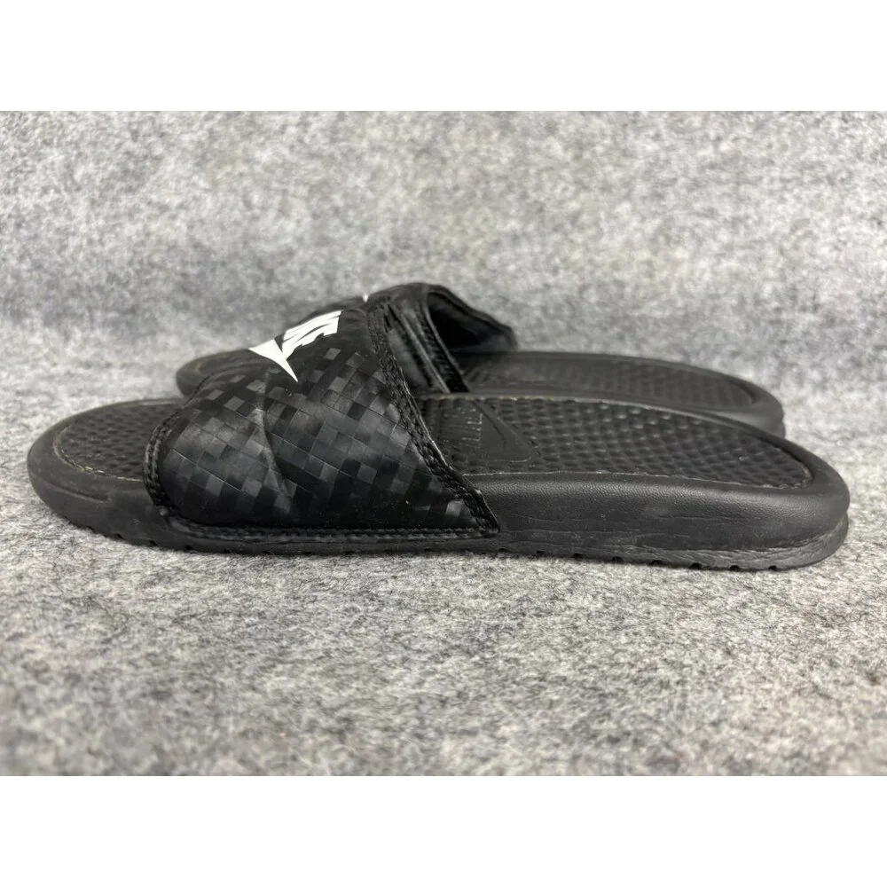 NIKE Benassi JDI Shoes Mens Size 8 Black‎ White Slide Sandals Slip On Comfort
